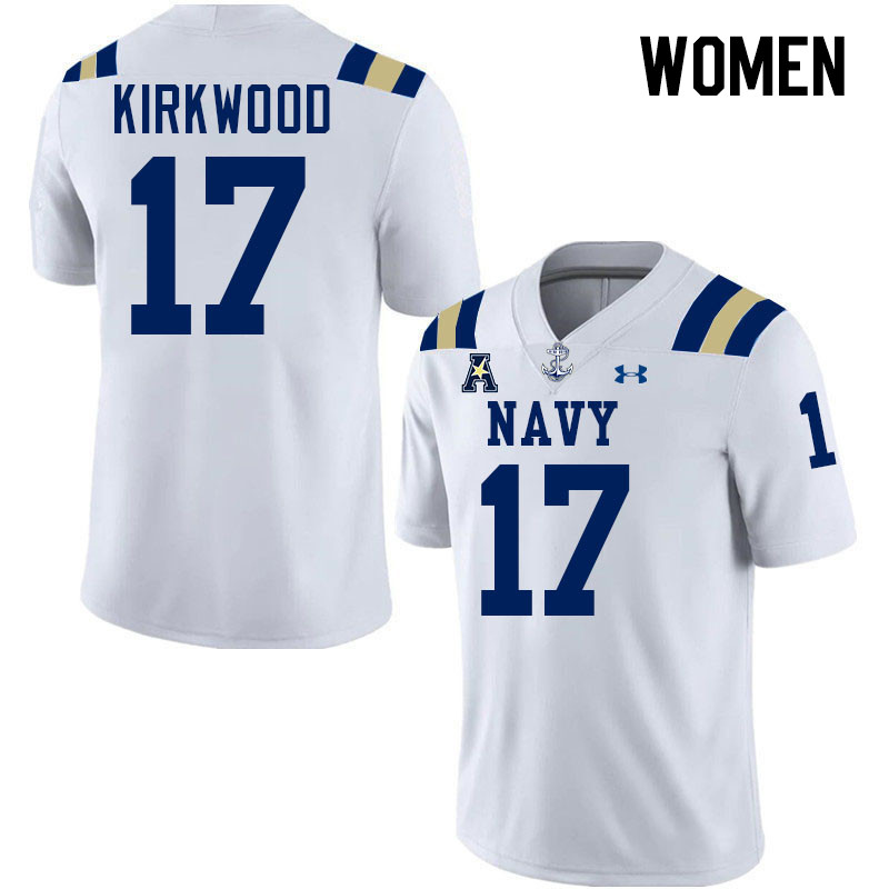 Women Navy Midshipmen #17 Nathan Kirkwood College Football Jerseys Stitched-White